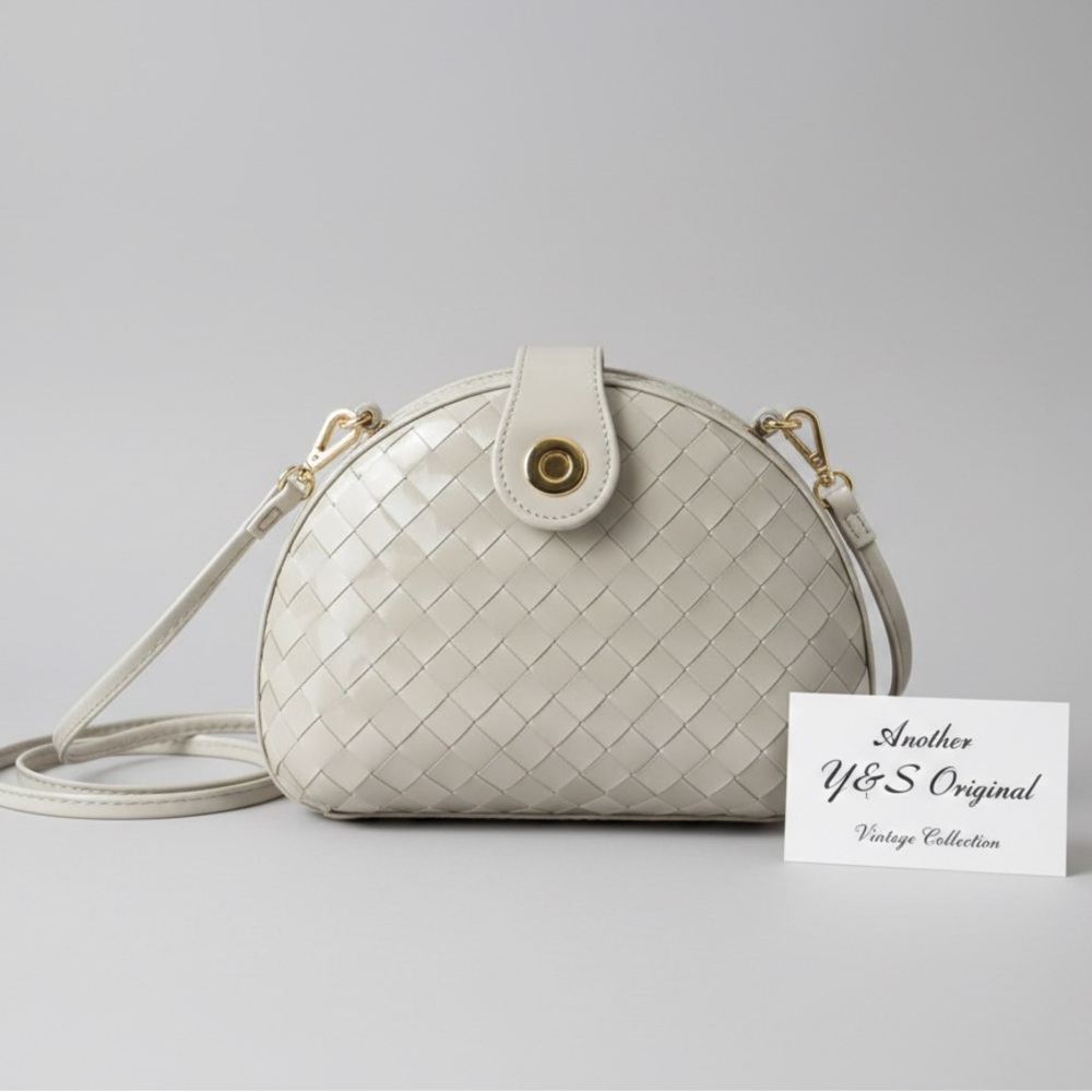 Vintage Another Y&S Original Cream Woven Shell Handbag | Crossbody Evening Bag